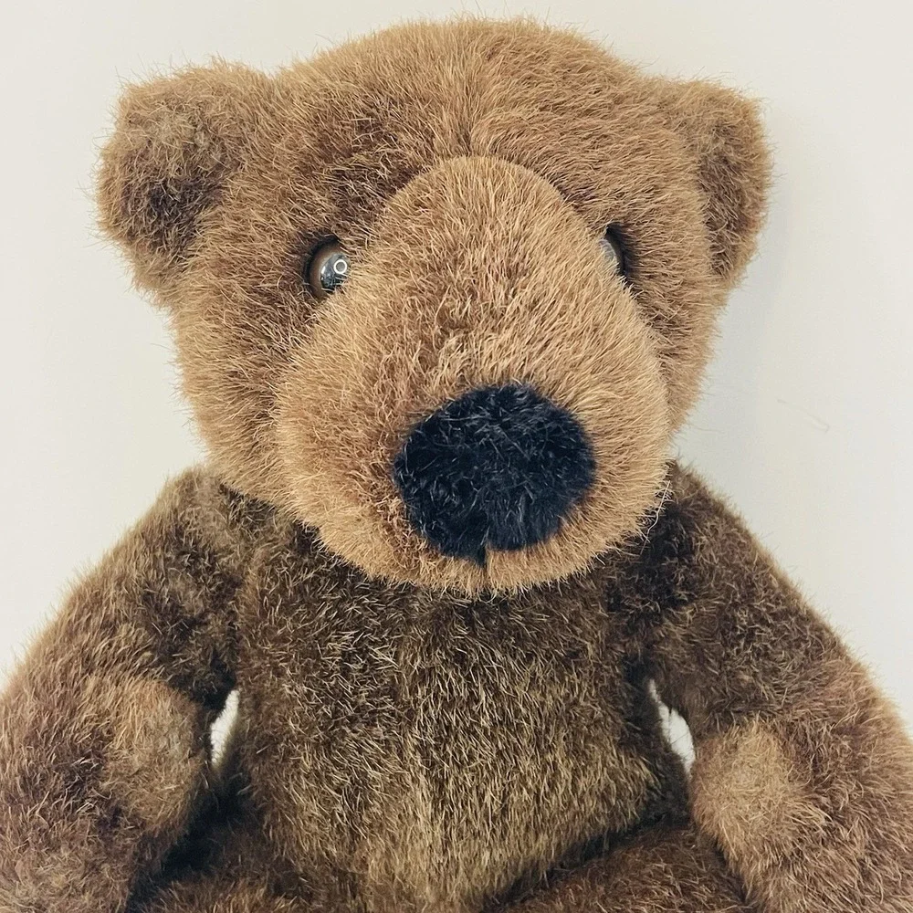 Vtg‎ Eden Toys Plush Dk Brown Bear Black Nose Stuffed Animal 15